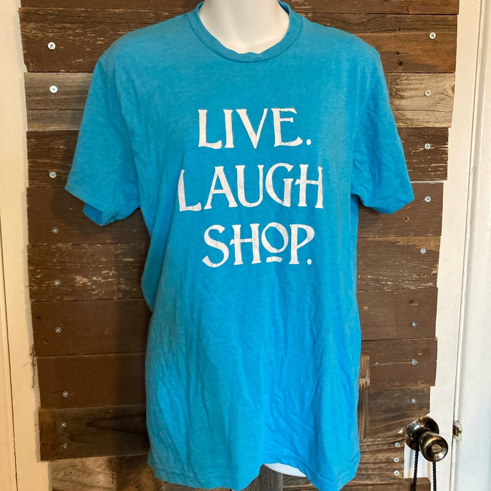 Live laugh shop, oversized tee shirt.